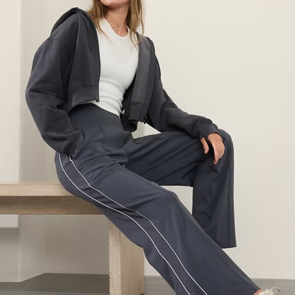 Venice High Rise Track Stripe Wide Leg Pant, Granite Blue/White Stripe - NWT! - Picture 2 of 7